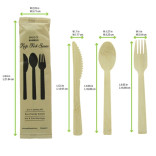 Elegant and Sturdy Bamboo Cutlery Kit 4/1 (Knife, Fork, Spoon, Napkin) L:6.7in W:2.25in - 100 pcs Elegant and Sturdy Bamboo Cutlery Kit 4/1 (Knife, Fork, Spoon, Napkin) L:6.7in W:2.25in - 100 pcs